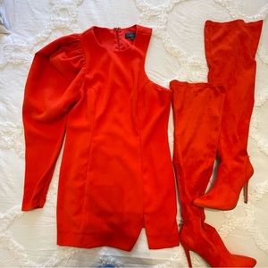 NWOT Michael Costello Laise Mini Dress with matching free boots included!